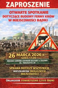 Stowarzyszenie Czyste Bądki zaprasza mieszkańców na spotkanie + Stanowisko Inwestora w sprawie udziału w spotkaniu