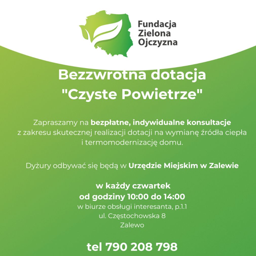 Zaproszenie na bezpłatne konsultacje dot. bezzwrotnej dotacji z programu &quot;Czyste Powietrze&quot;