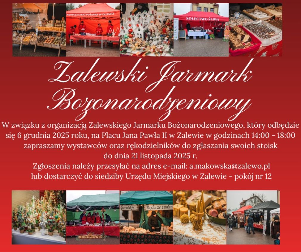 Zaproszenie dla wystawców podczas Jarmarku Bożonarodzeniowego