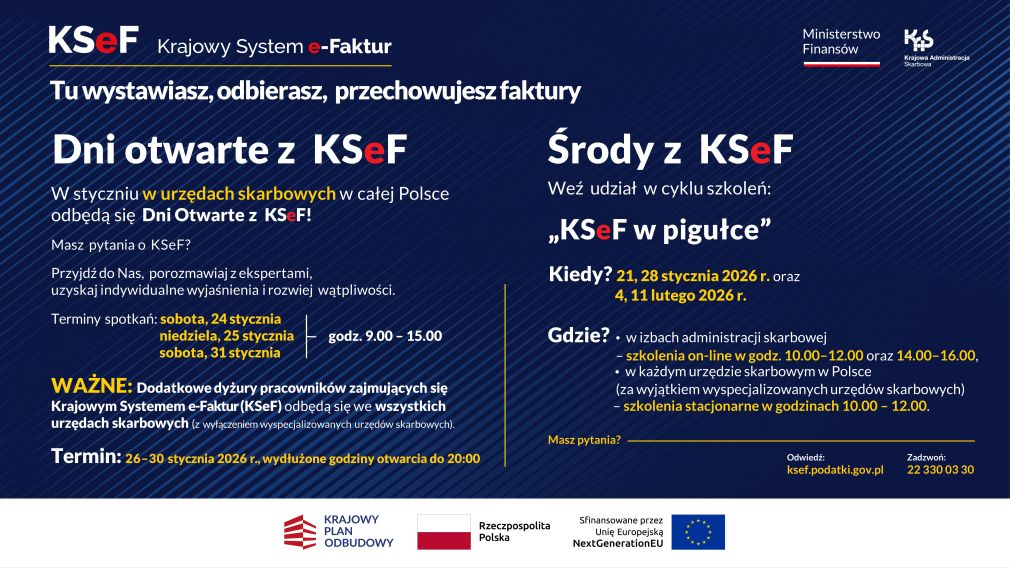 Zaproszenie na spotkania informacyjne dot. Krajowego Systemu e-Faktur