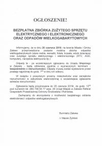 Bezpłatna zbiórka zużytego sprzętu i odpadów wielkogabarytowych