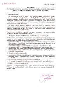 Ogłoszenie  w sprawie naboru na członków komisji konkursowych do opiniowania ofert na realizację zadań publicznych w 2018 roku