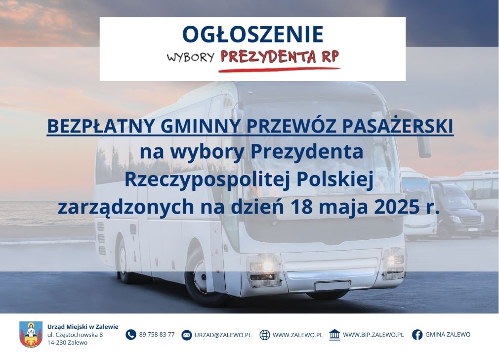 Ogłoszenie o bezpłatnym transporcie na wybory