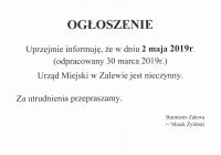 Ogłoszenie Burmistrza Zalewa