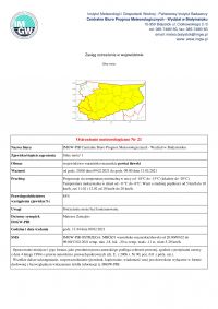 Ostrzeżenie meteorologiczne Nr 21