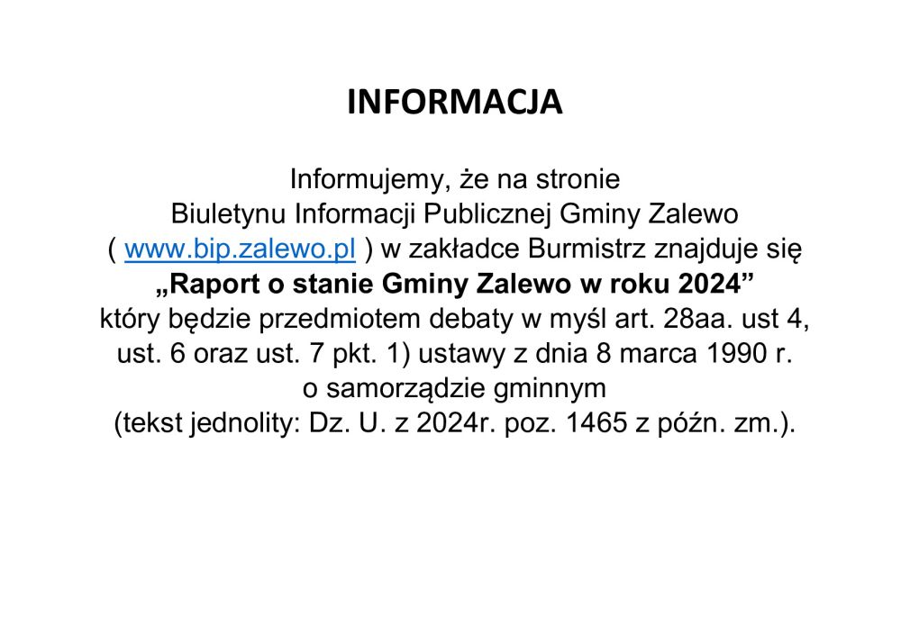 Raport o stanie Gminy Zalewo w roku 2024 - debata