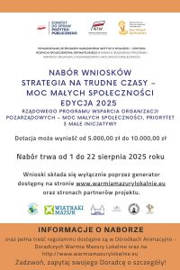 Stowarzyszenie LGD Łączy nas Kanał Elbląski ogłasza nabór wniosków do konkursu &quot;Strategia na Trudne Czasy – Moc Małych Społeczności&quot;