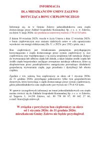 Informacja dotycząca bonu ciepłowniczego
